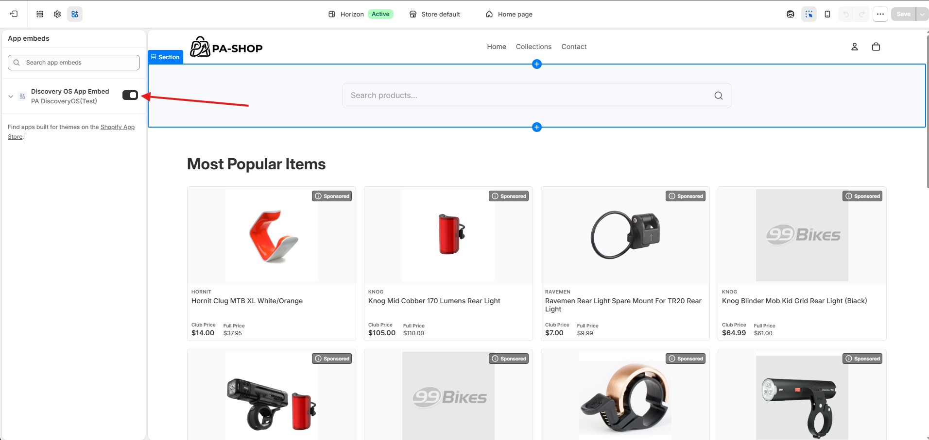Enable app extension from embedded