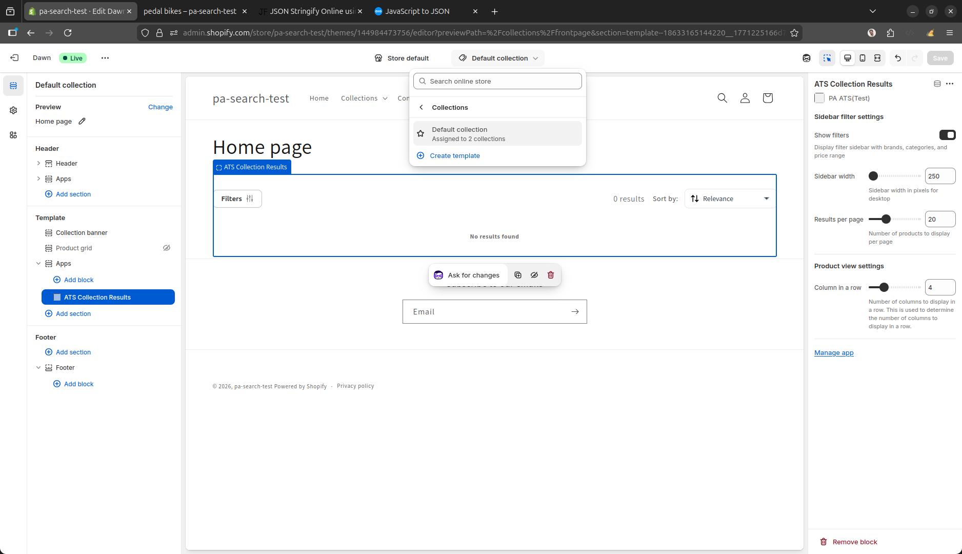 Collection page - ATS Collection Results block