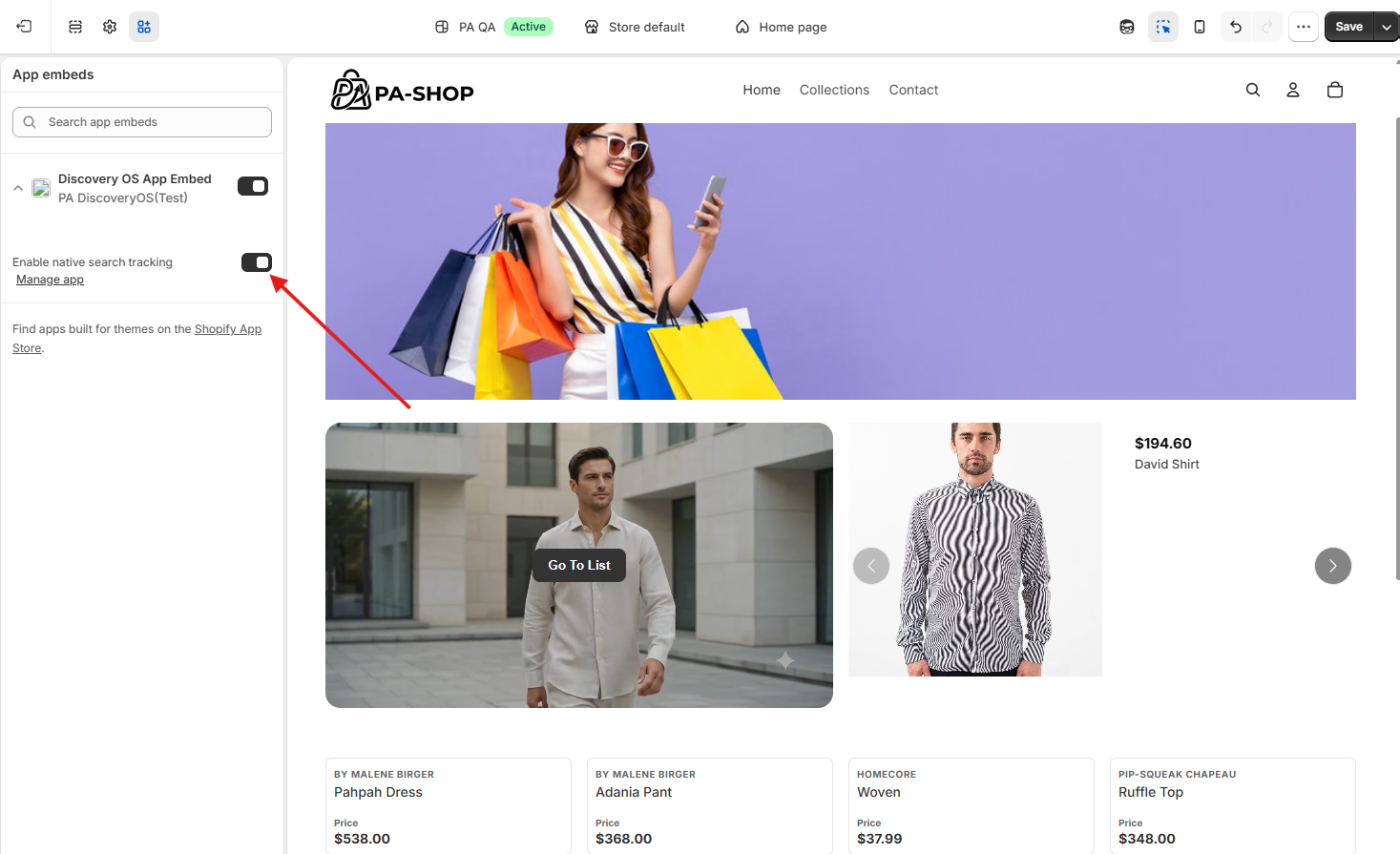 Enable native search tracking