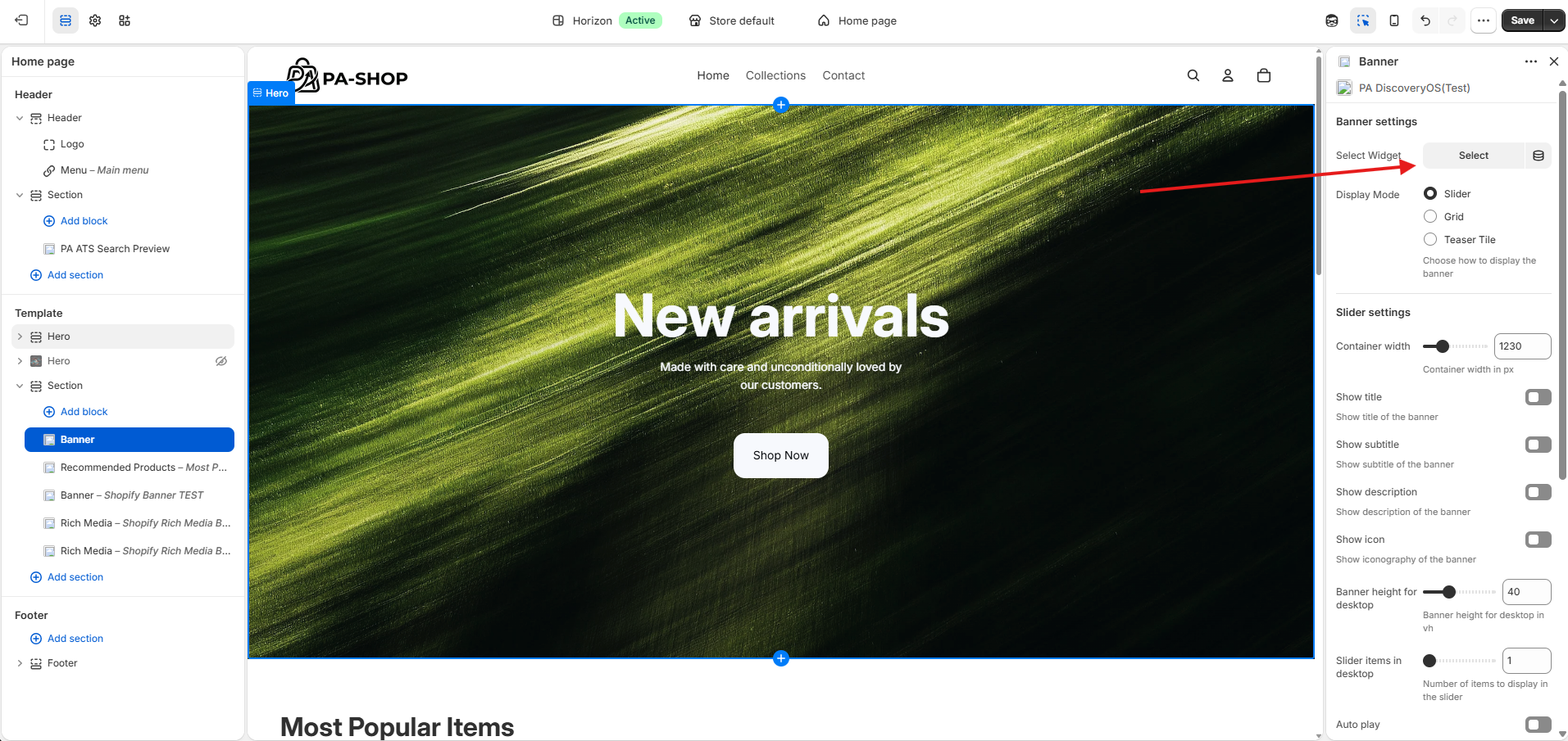 Block settings — Select Widget