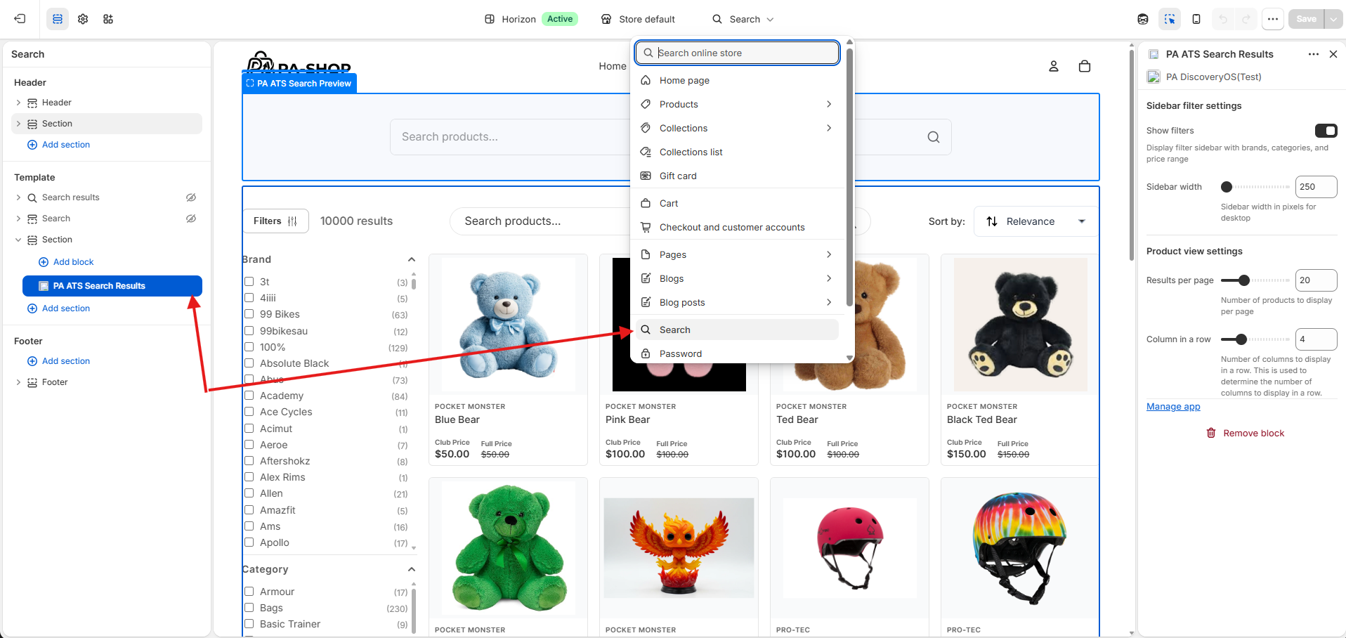 Search page - ATS Search Results block