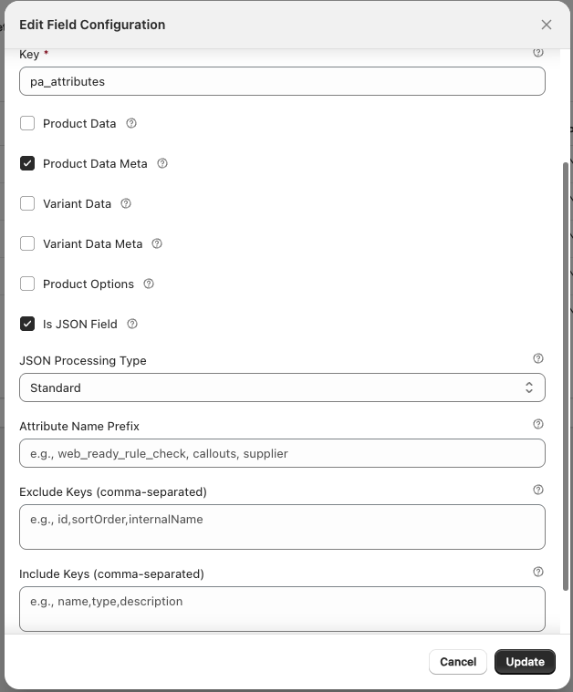 Standard processing - all fields