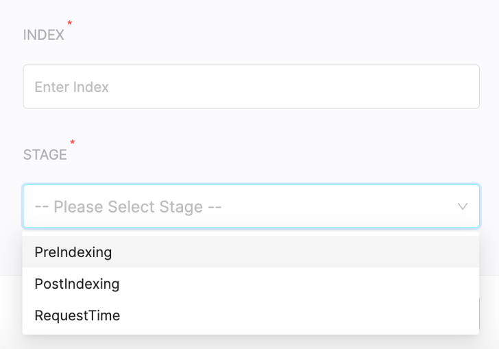 Select Index and Stage